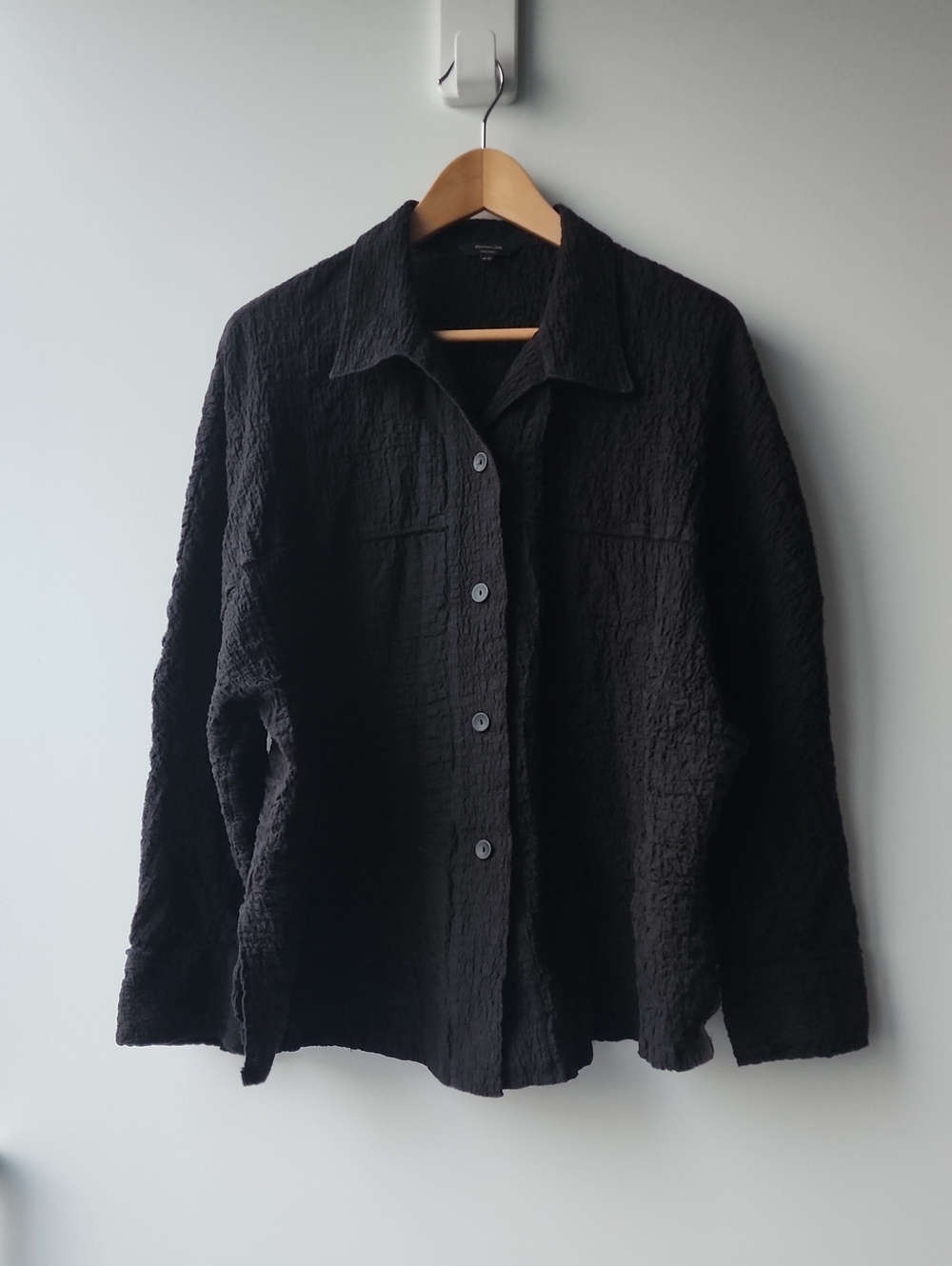 Massimo Dutti Crinkled Oversized Cotton Button Up Blouse Top